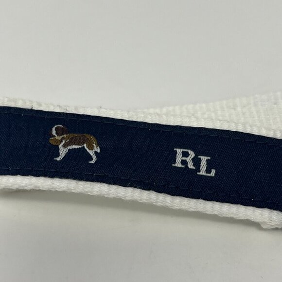 Ralph Lauren boys double ring belt ribbon dogs navy white - Picture 3 of 9